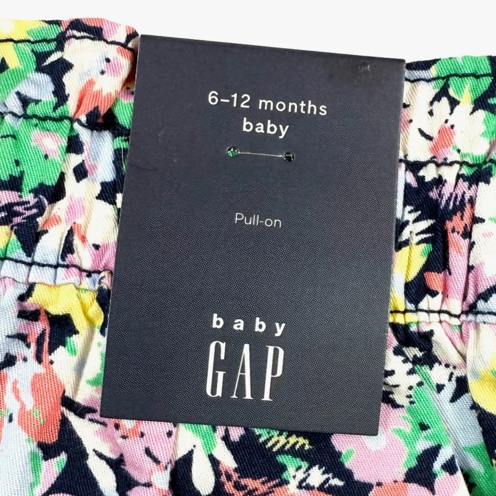 NWT BABY GAP Baby Girls’‎ Floral Elastic Waist Pull-On Shorts Boho Preppy 6-12M
